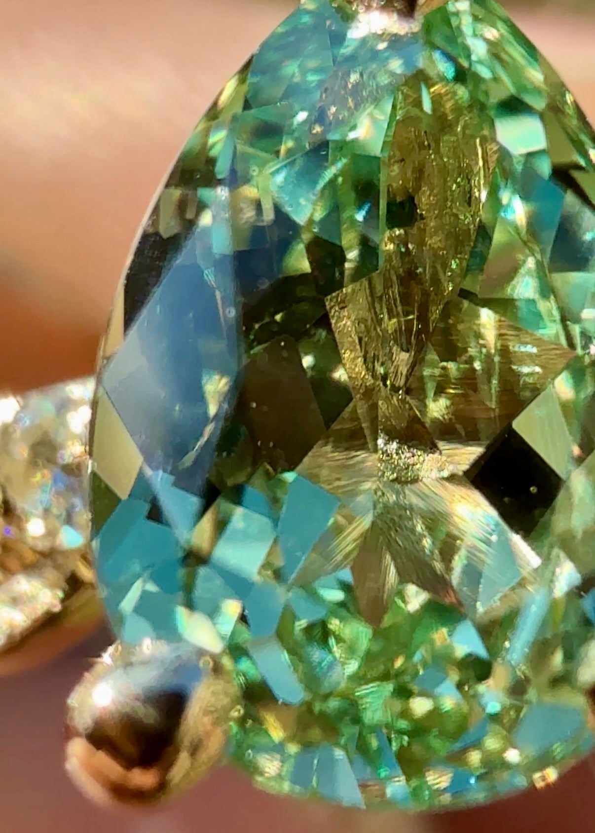 Green Sapphire Floral Engagement Ring