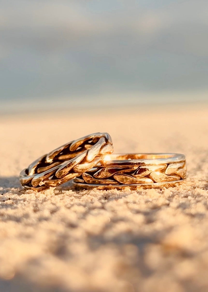 Gold Braided Wedding Band Set