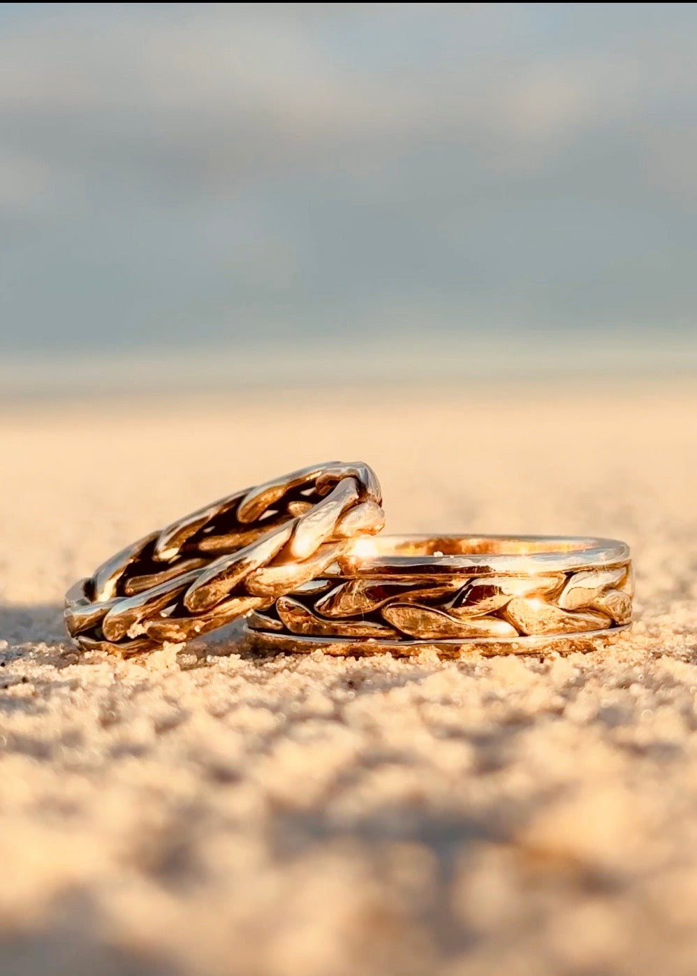 Gold Braided Wedding Band Set