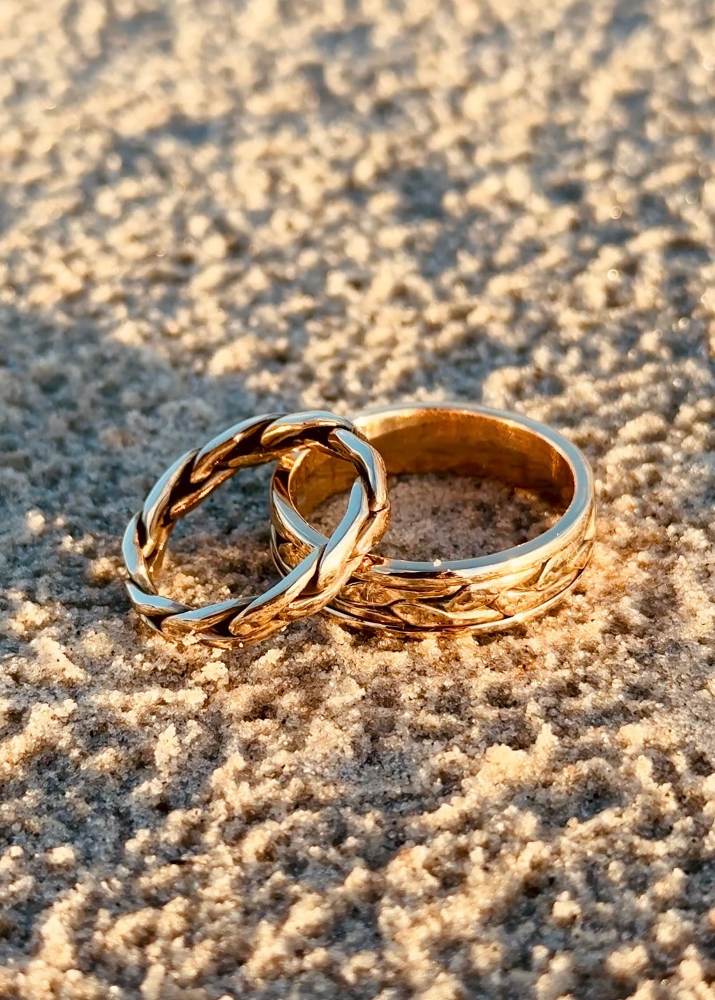 Gold Braided Wedding Band Set