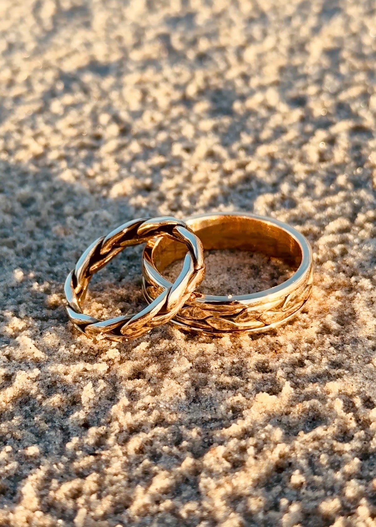 Braided Wedding Band Set - 14k gold