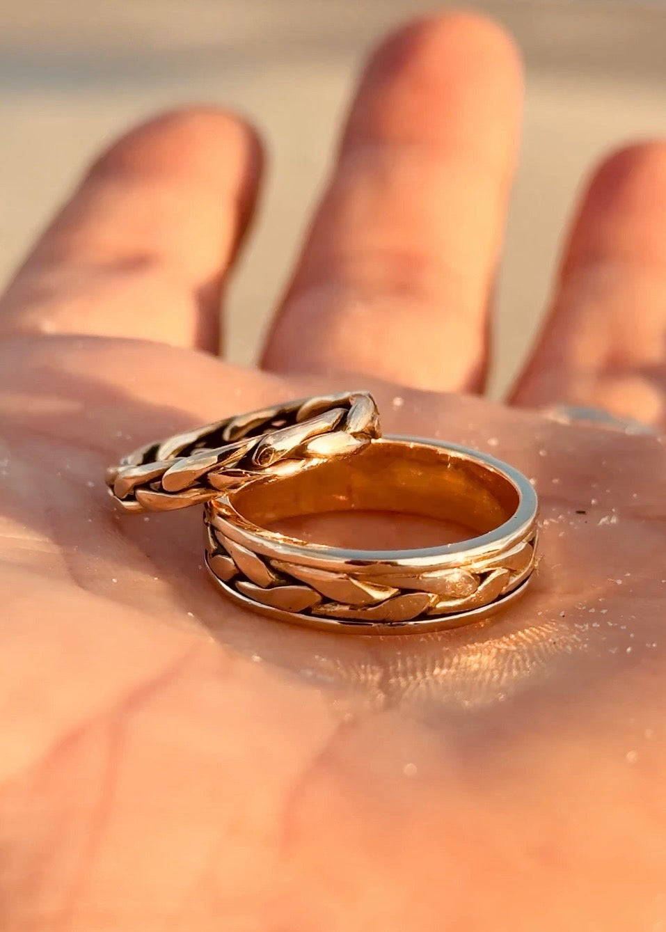Gold Braided Wedding Band Set