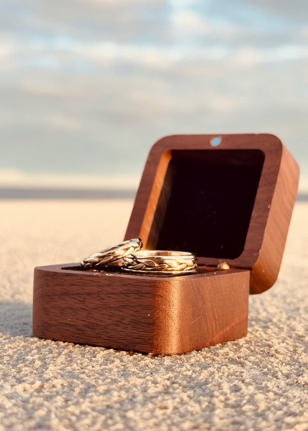 Gold Braided Wedding Band Set