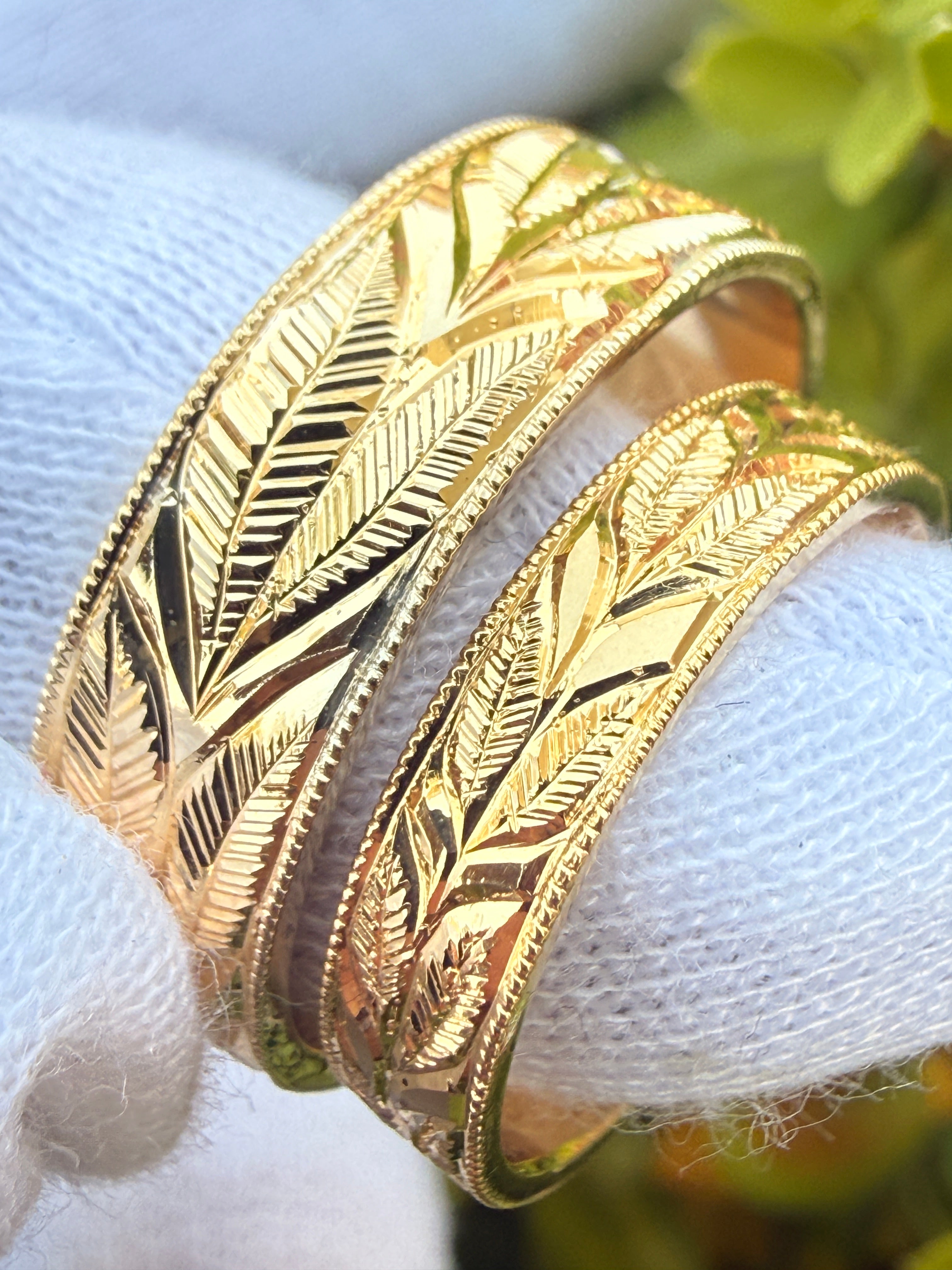 Engraved Wedding Band Set