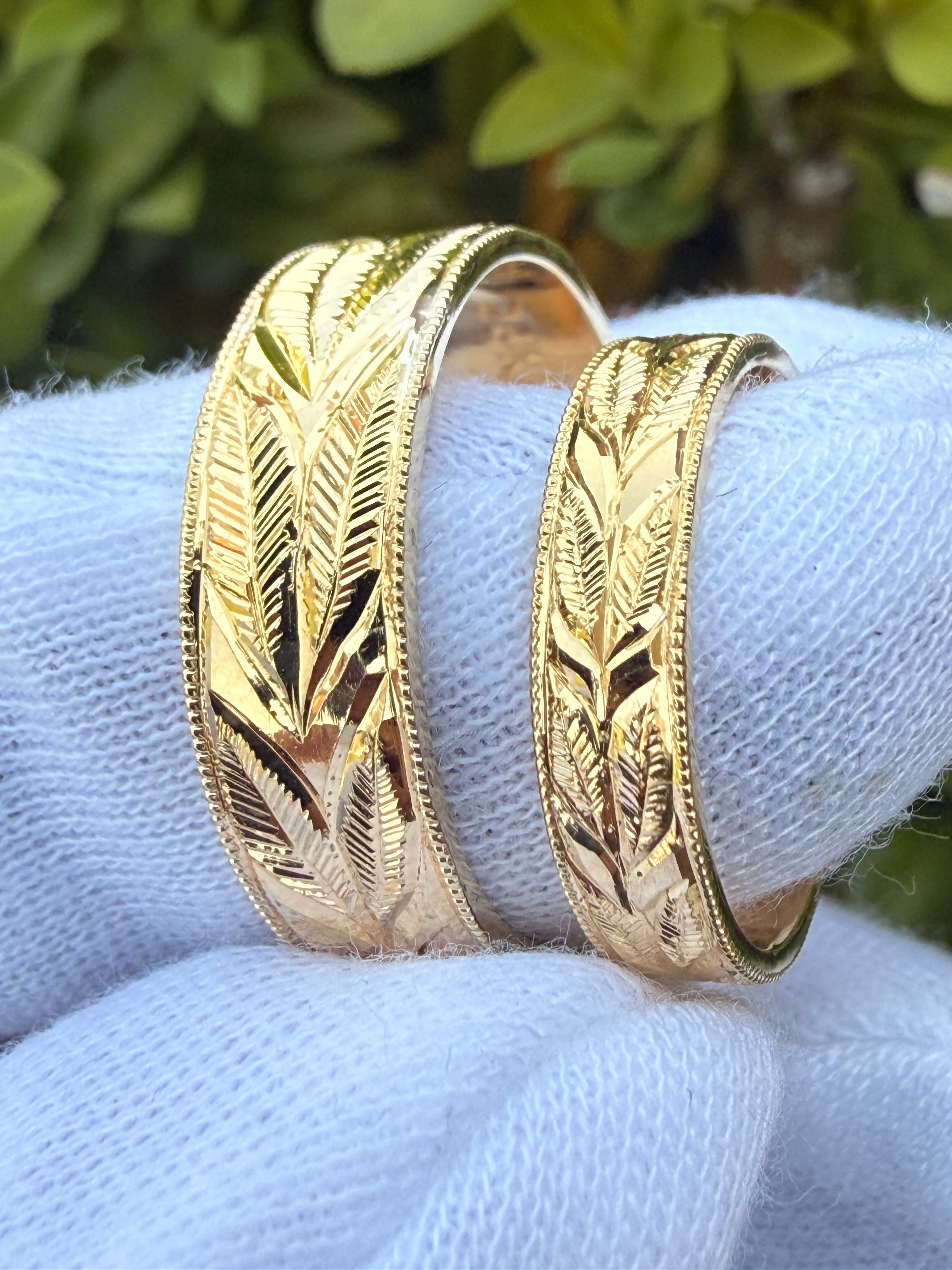 Engraved Wedding Band Set