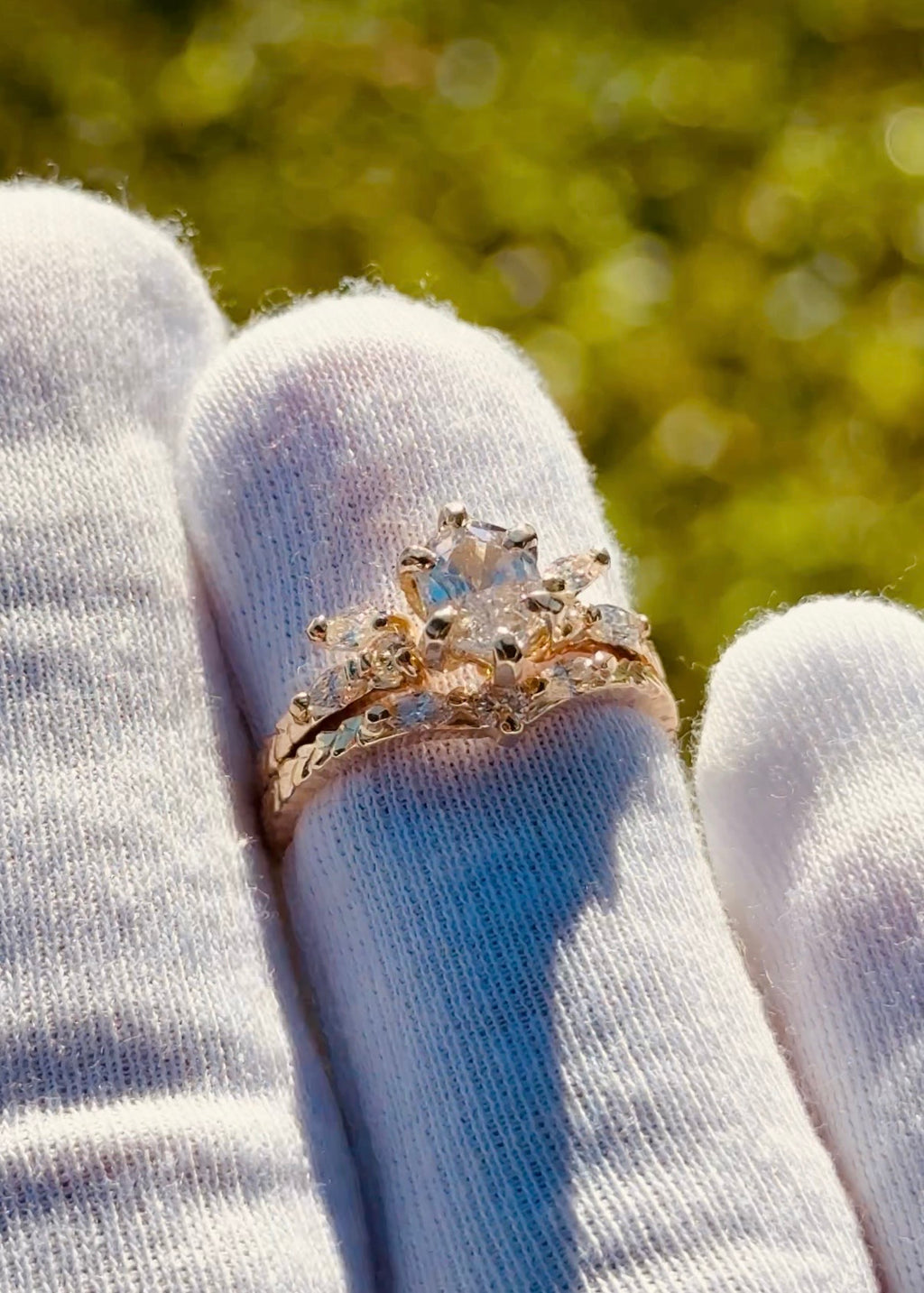 Hexagon Engagement Ring Set