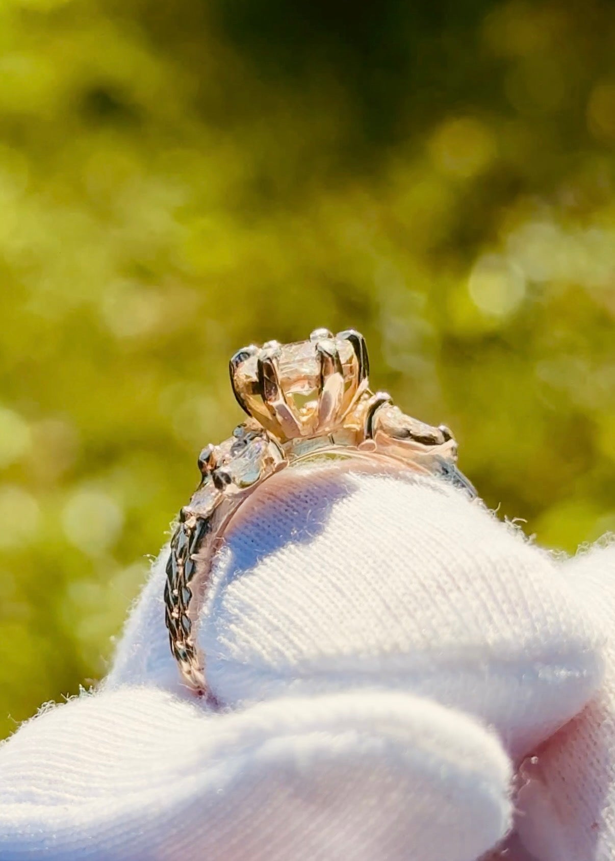Hexagon Engagement Ring Set