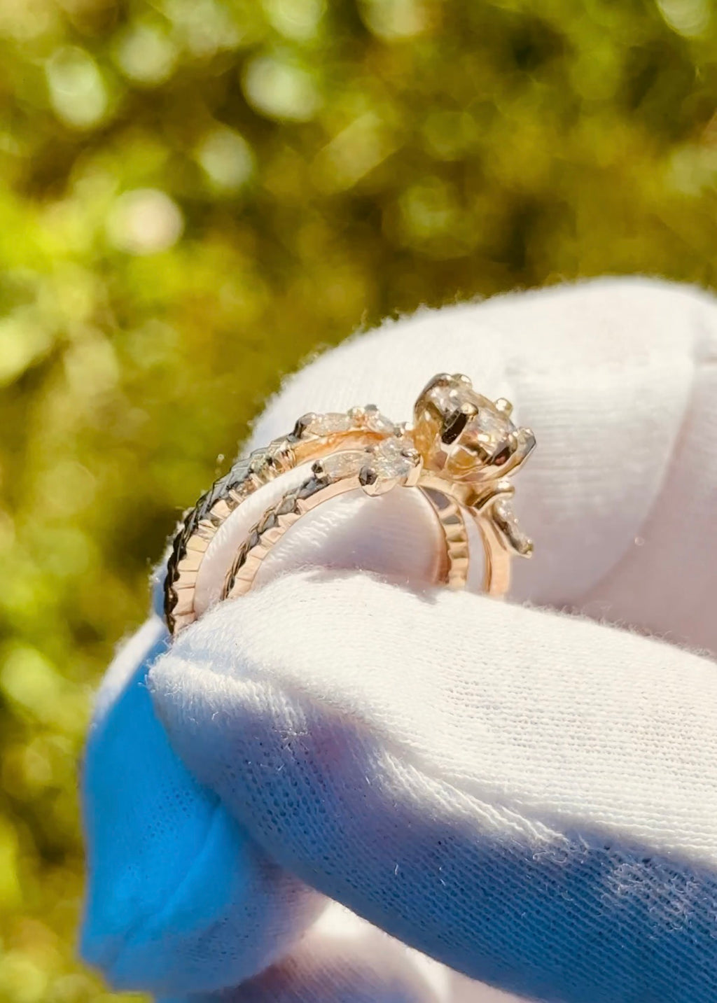 Hexagon Engagement Ring Set
