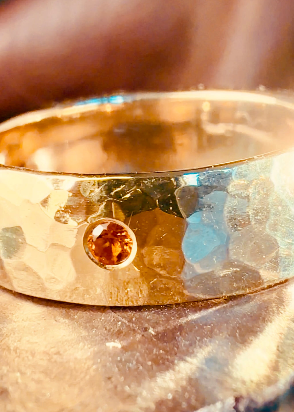 Gemstone Hammered Band Set
