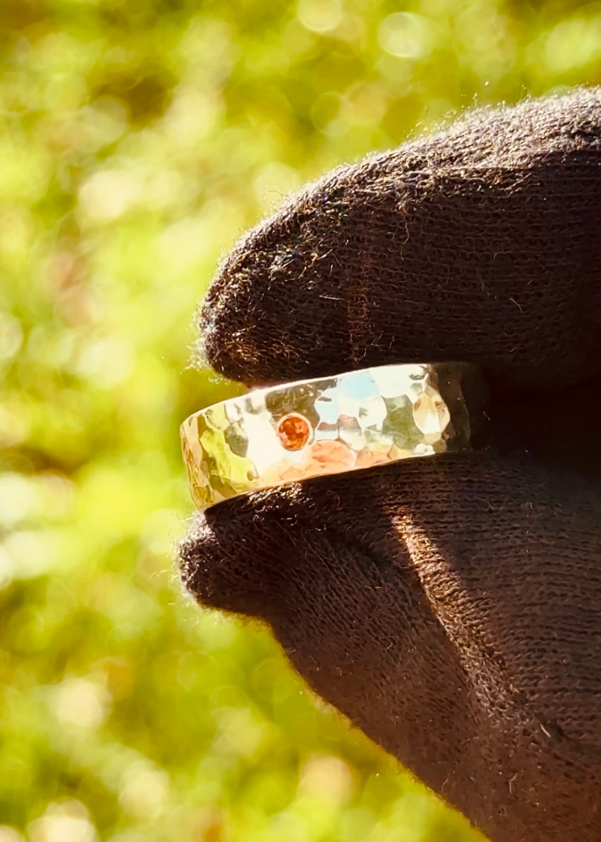 Gemstone Hammered Band