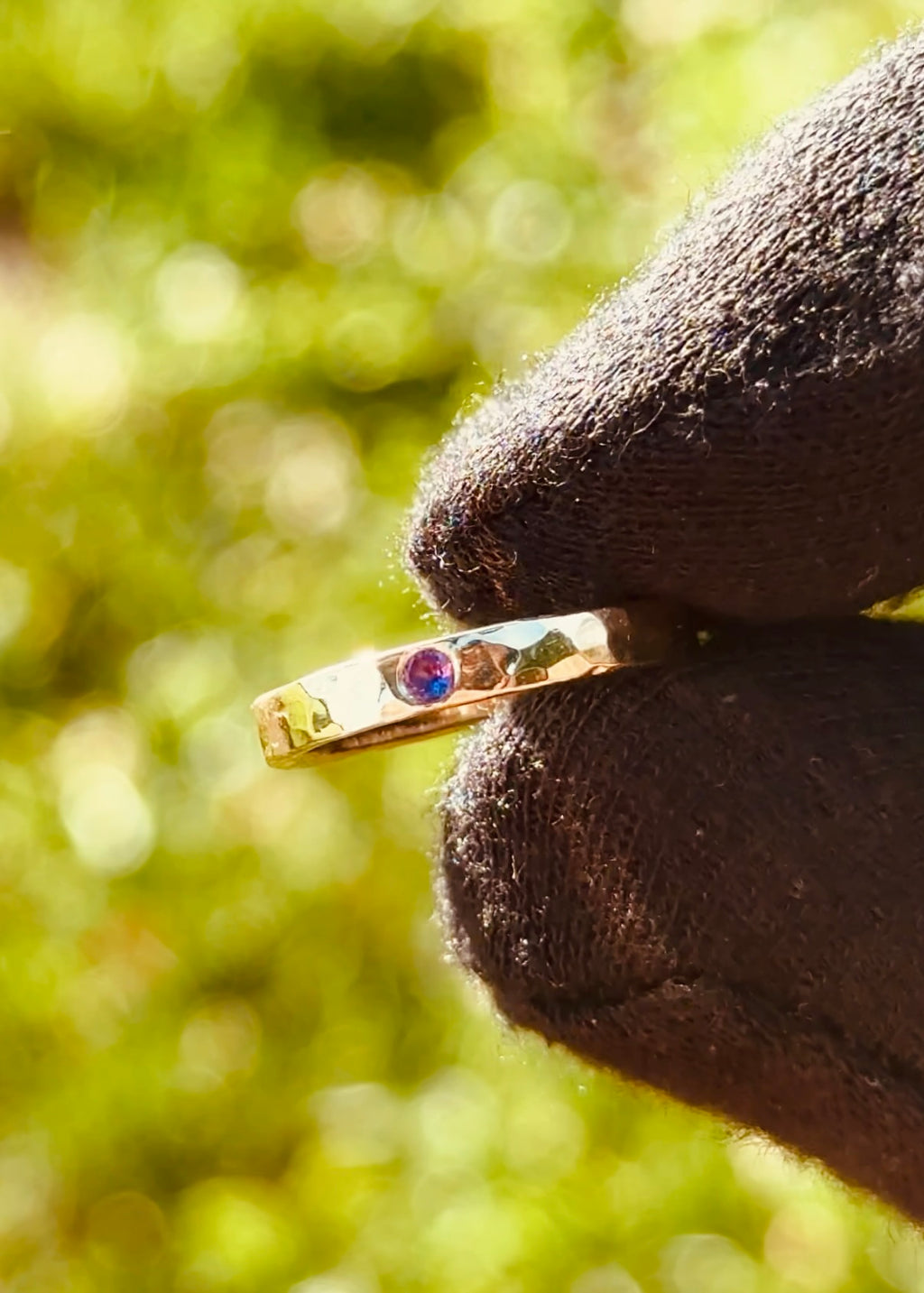 Gemstone Hammered Ring