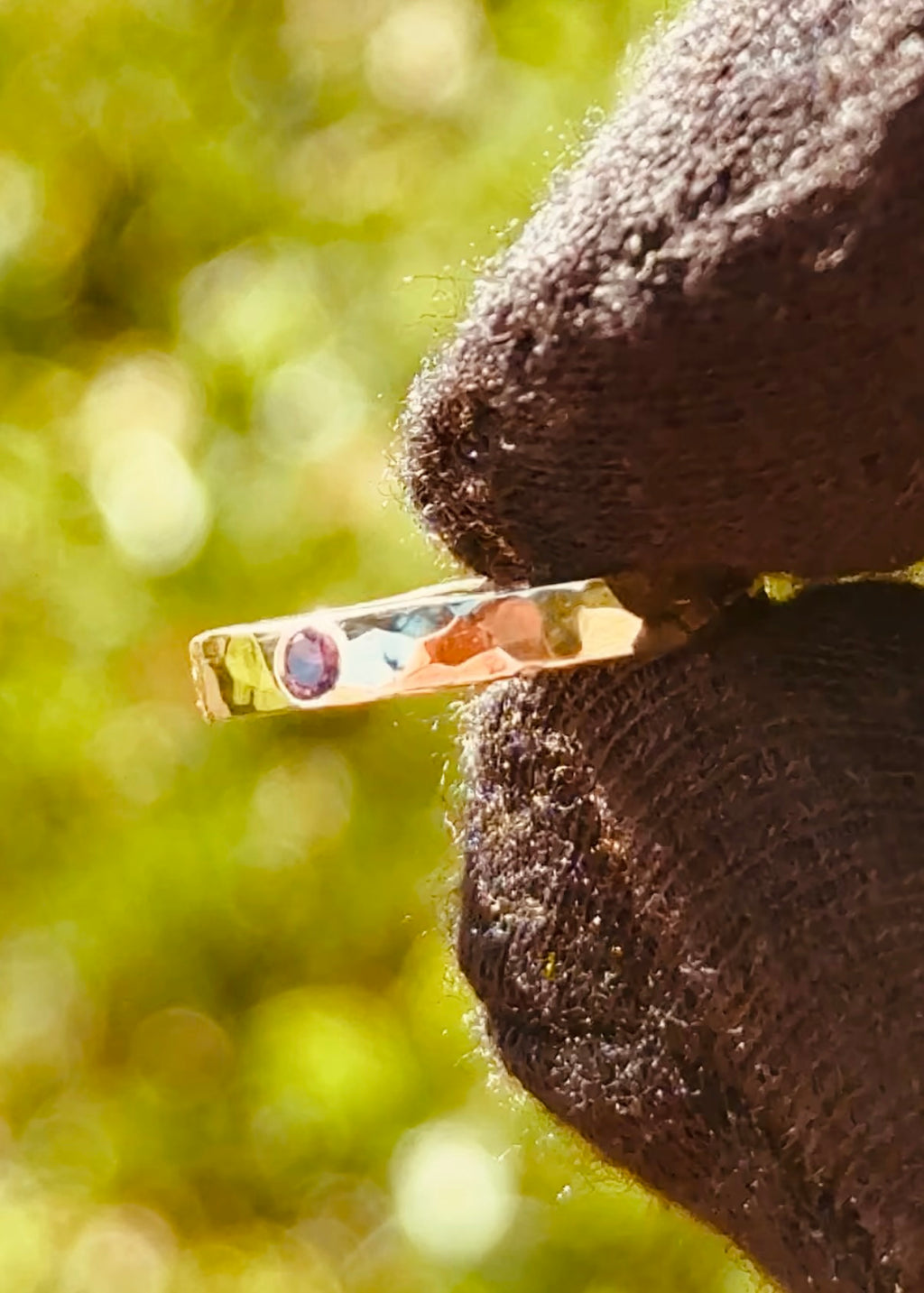 Gemstone Hammered Ring