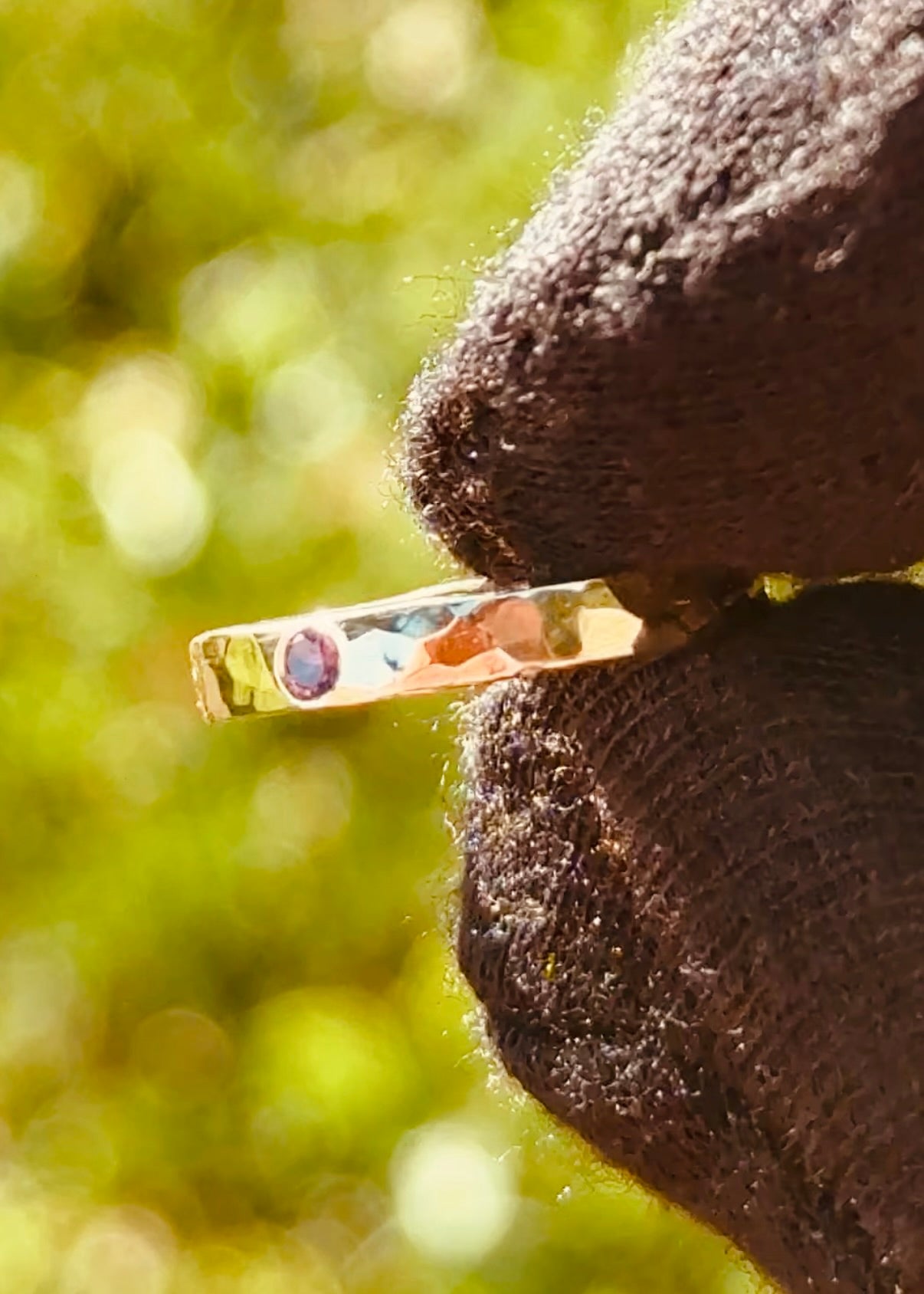 Gemstone Hammered Ring