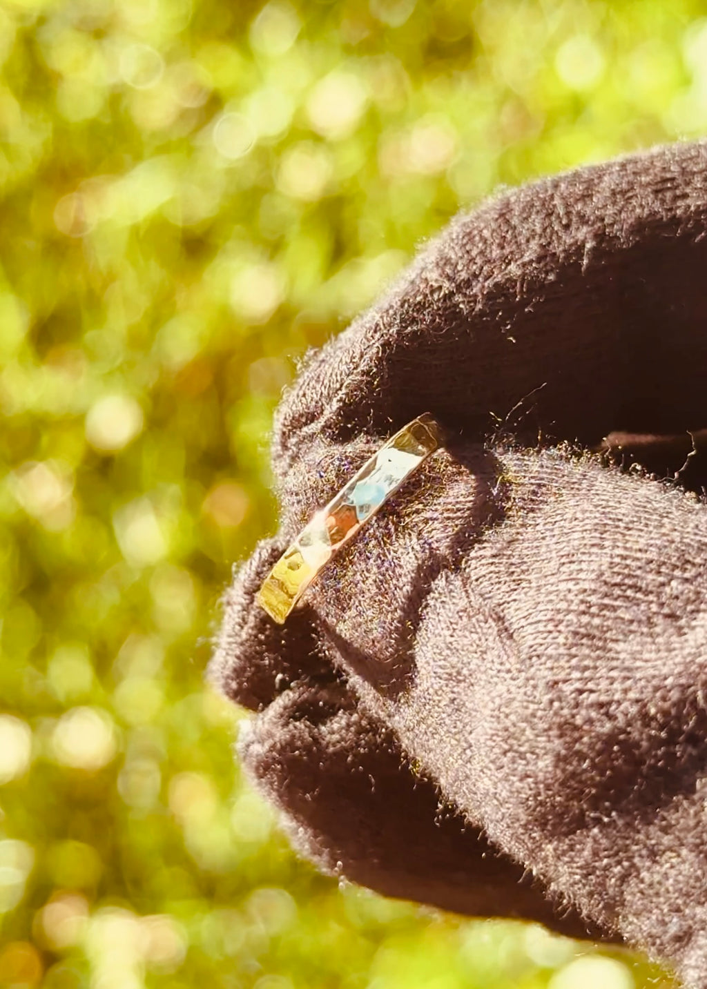 Gemstone Hammered Ring