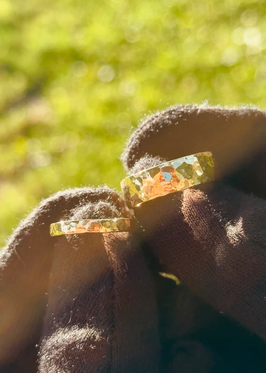 Gemstone Hammered Band Set