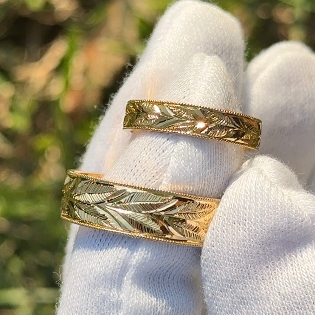 Engraved Wedding Band Set