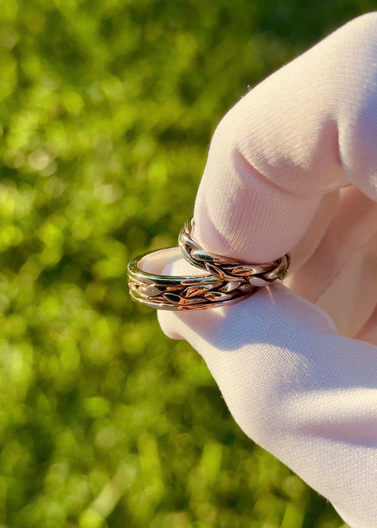 Gold Braided Wedding Band Set
